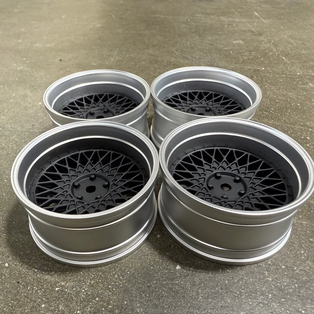 501 Mesh (Matte Black / Silver Lip) Adjustable Offset Rims (4-Pack)  1-10 BBS STYLE [MST] 832104FBK - Image 2