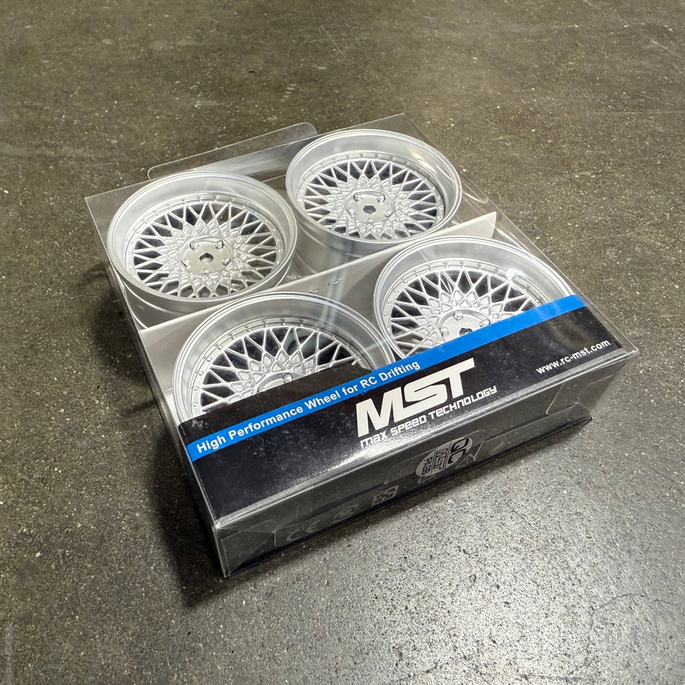 501 Mesh (Silver / Silver Lip) Adjustable Offset Rims (4-Pack)  1-10 BBS STYLE [MST] 832104FS - Image 4