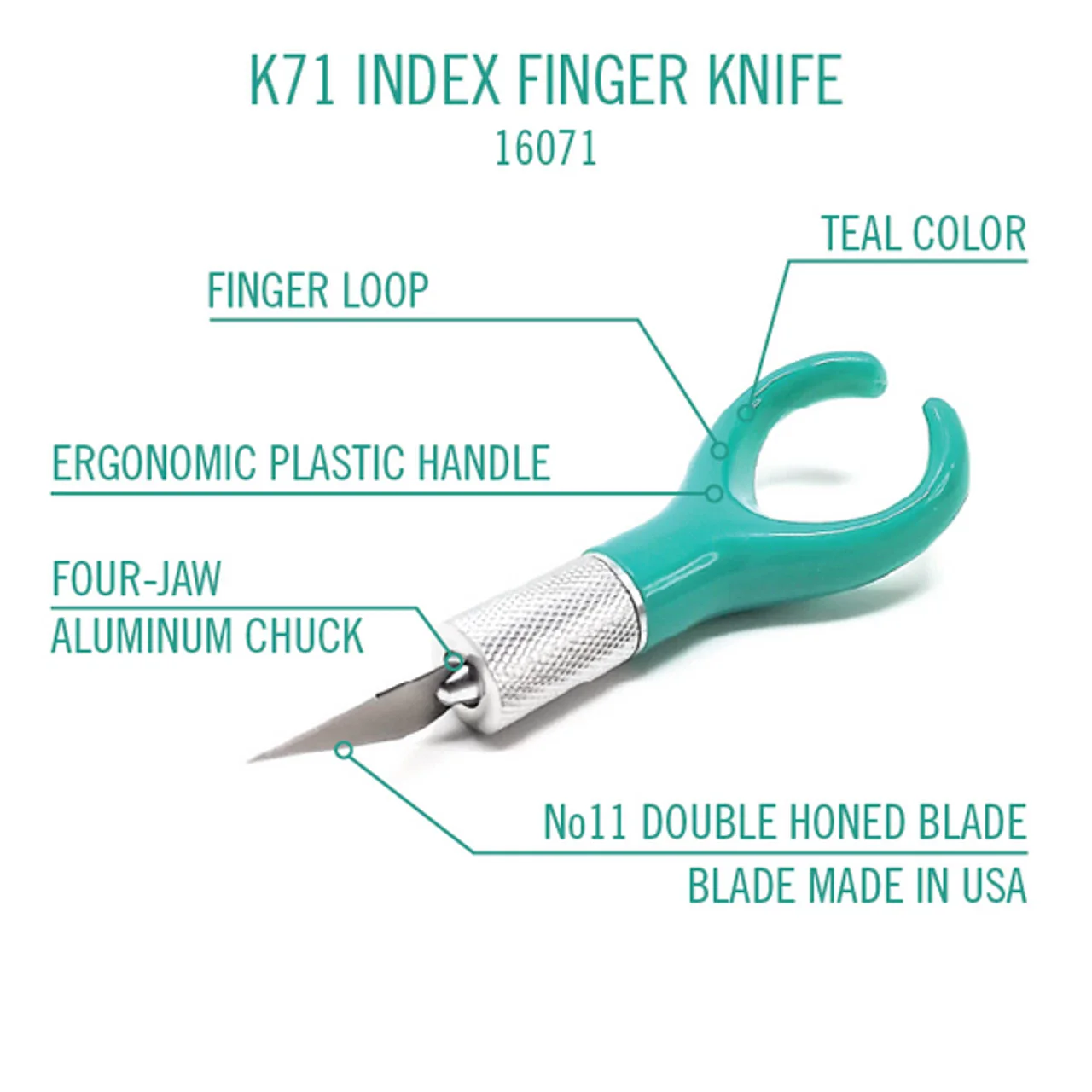 Excel Index Finger Knife K71 w/#11 Blade and Safety Cap [Excel] 16071 - Image 4