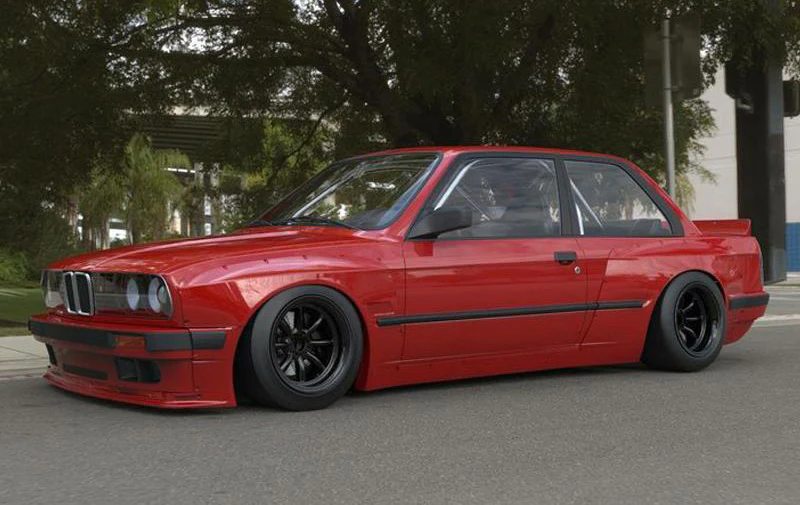 MOLDED BMW E30 M3 PANDEM ROCKET BUNNY(already attached)  1-10  Body Shell [Quality RC] QRC-003