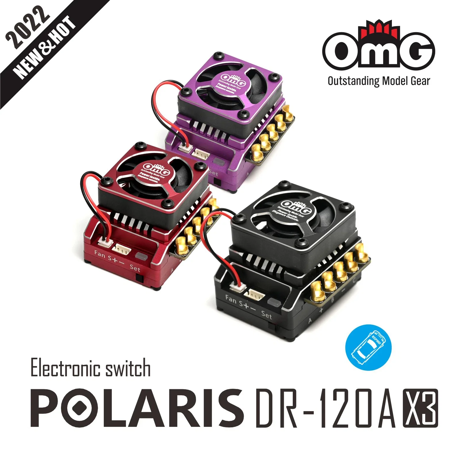 POLARIS PRO ESC DRIFT (2S) 120A ESC Speed Controller (Boost and Turbo) PROGRAMMABLE [OMG] OMG-POLARIS DR-120AX3