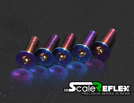 PRECISION SERIES - BURNING BLUE Titanium Machined Button Head - Countersunk Screws M3 (5-Pack) [Scale Reflex] 4mm ~ 30mm Screw M3 - Image 9