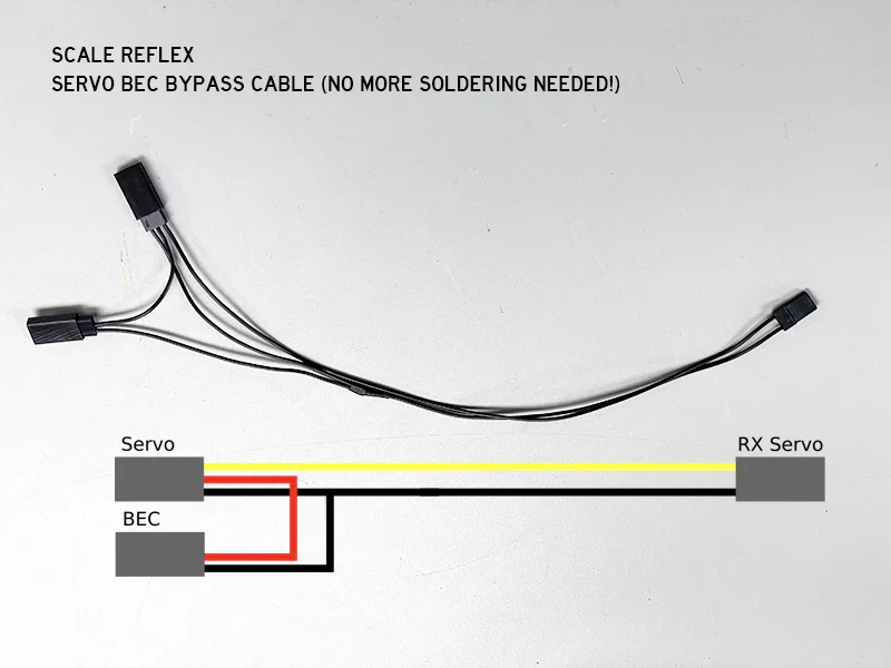 Reflex BLACK SERVO BEC BYPASS PATCH CABLE ESC Wire (SOLDER FREE BEC SOLUTION) [Scale Reflex] 700775