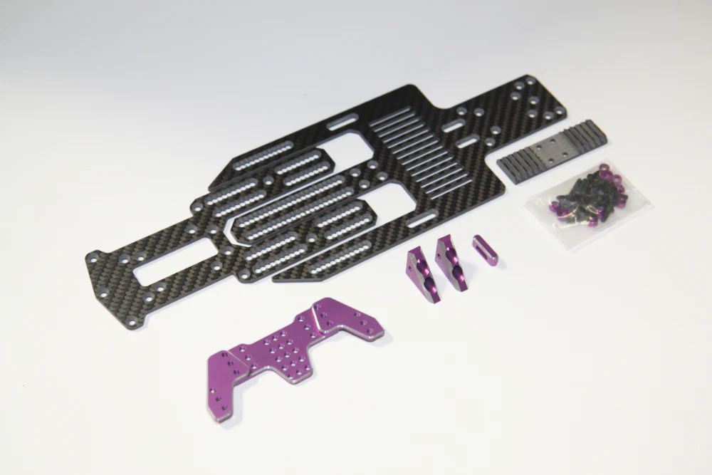 SHARK - Lower Adjustable Wheelbase Chassis Kit - RED PURPLE BLACK [RHINO RACING] RR-800 - Image 4